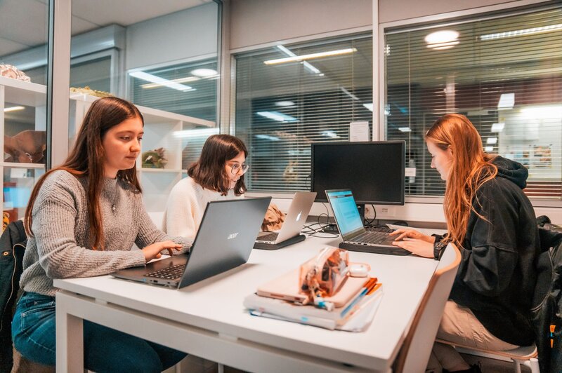 studenten in het leercentrum van sint-niklaas